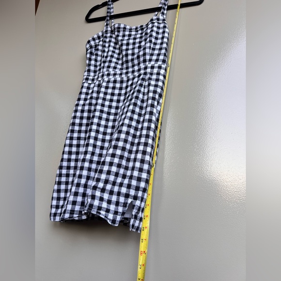 Black White Gingham Mini Sundress S Cottagecore Strappy Casual Beach Streetwear - Picture 3 of 9